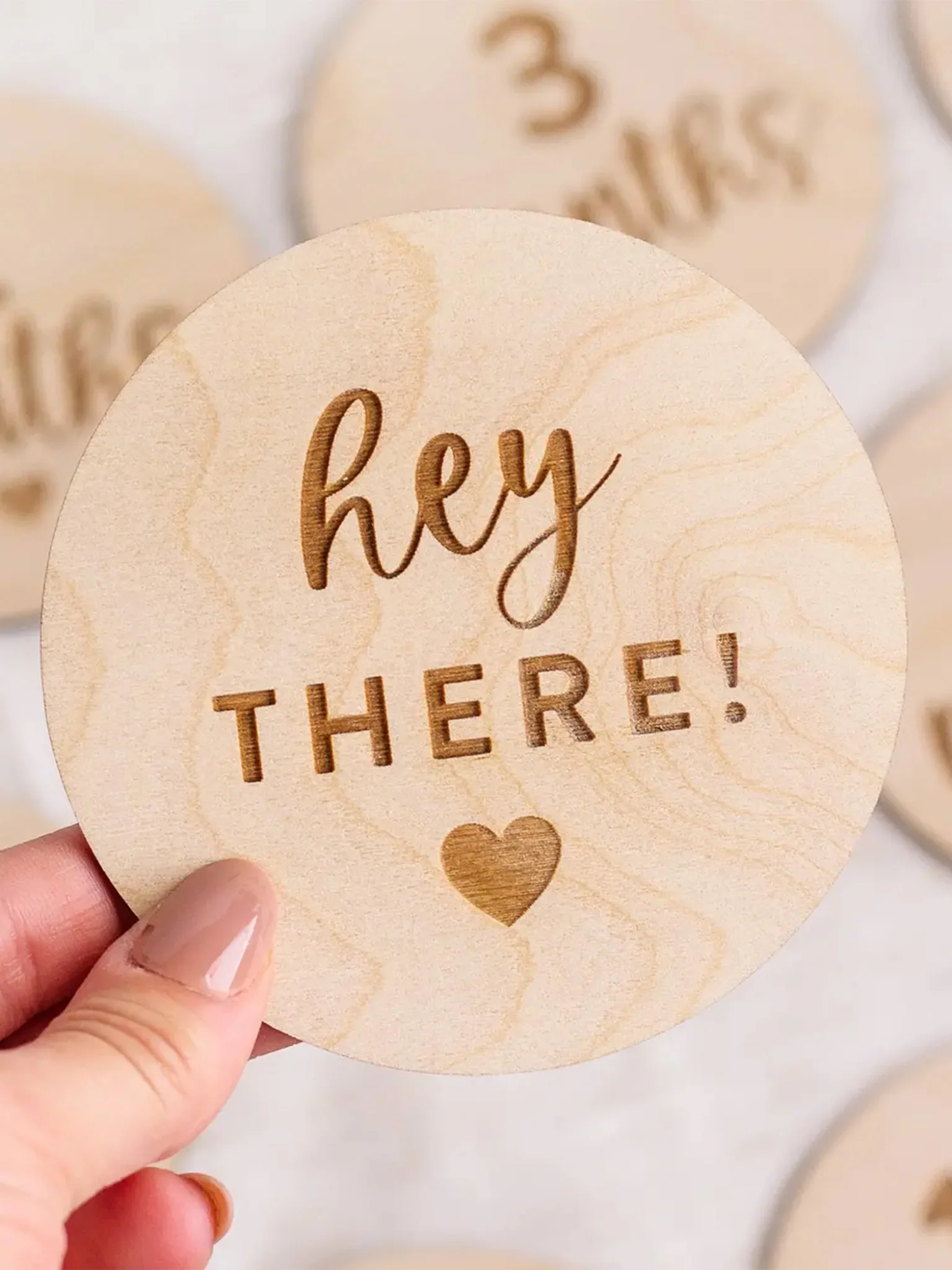 Baby Wooden Hearts Milestone Cards