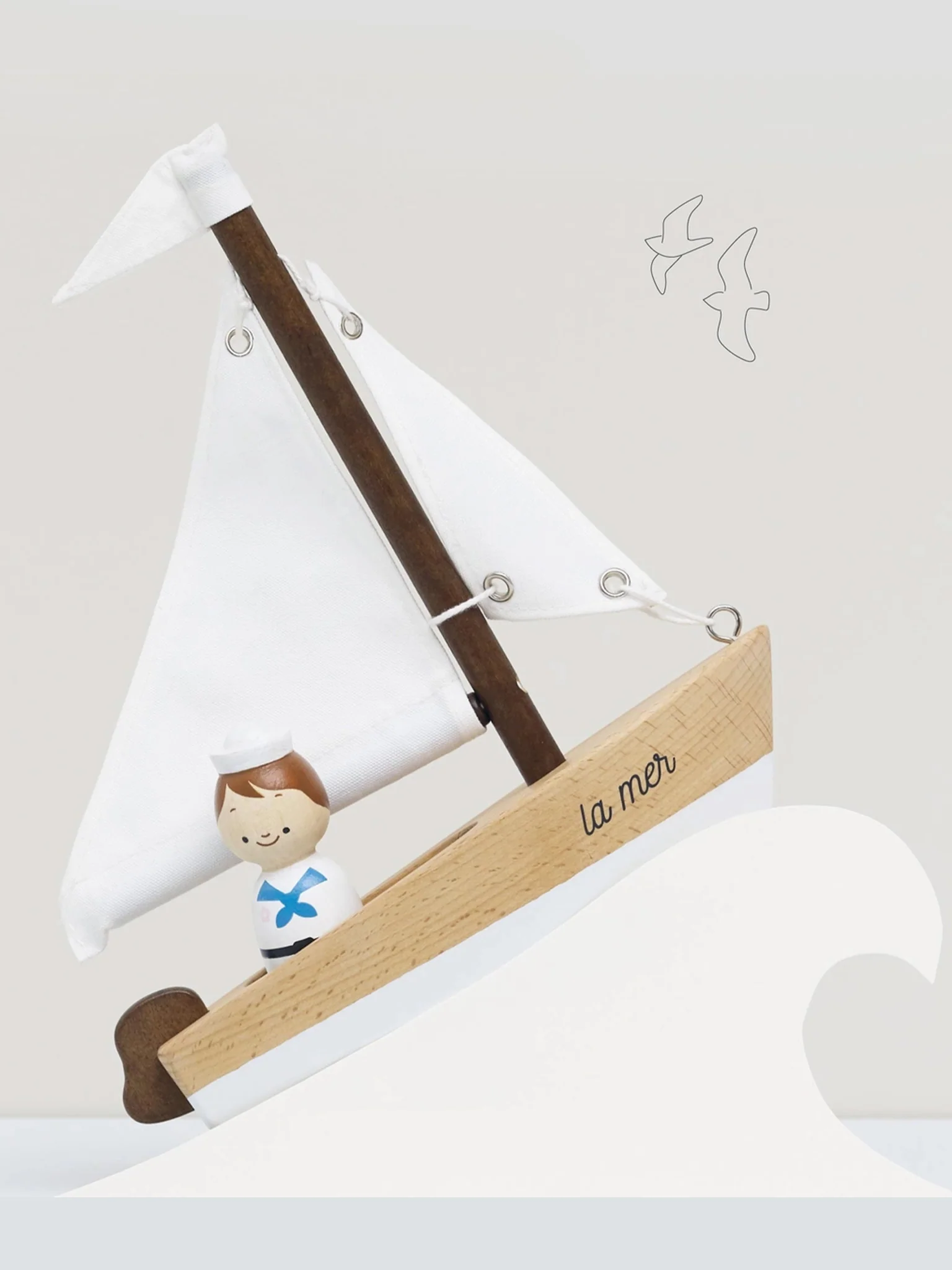 Wooden Sailing Boat & Captain