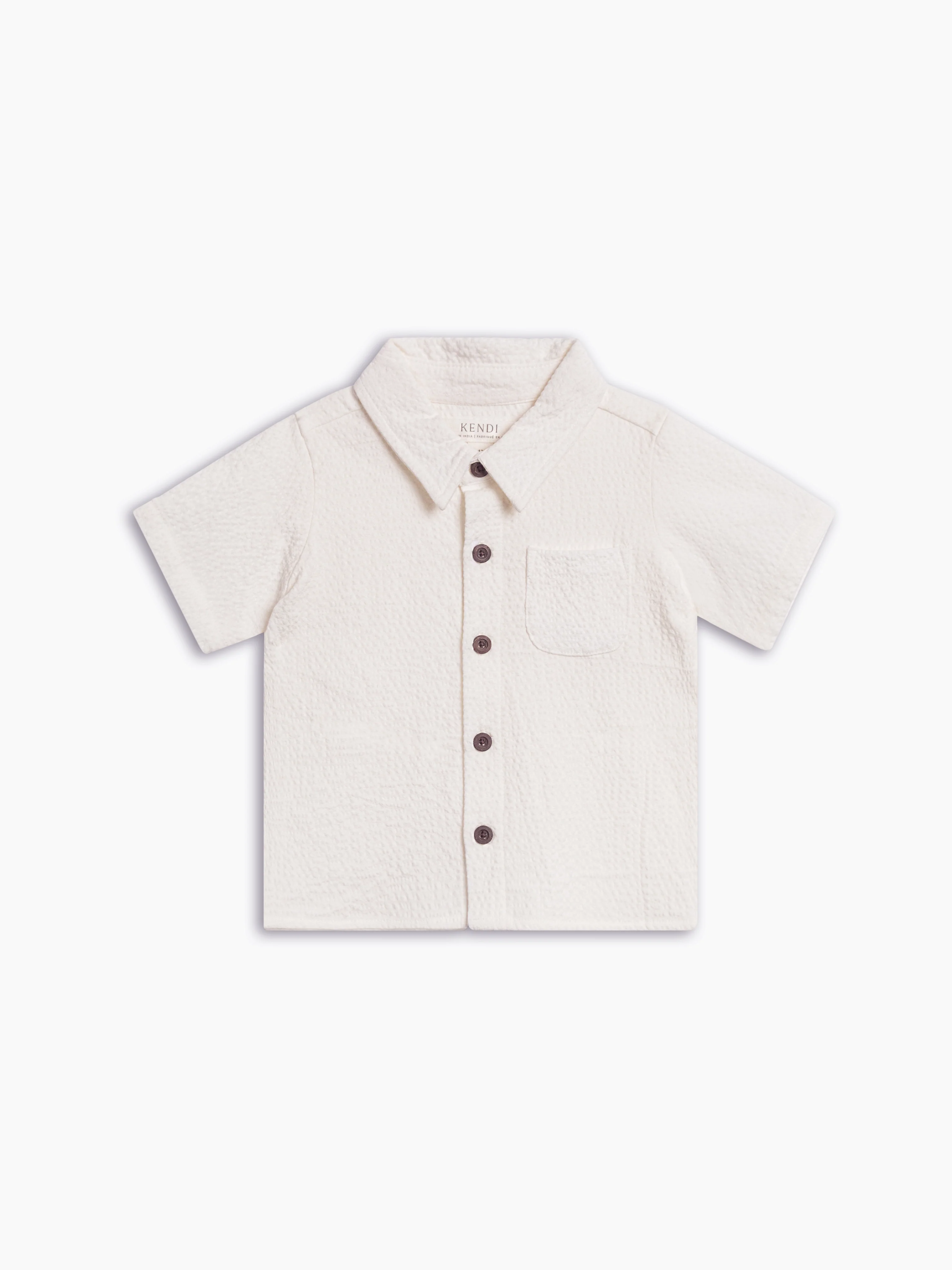 Landon Seersucker Collared Button Down Shirt - Coconut