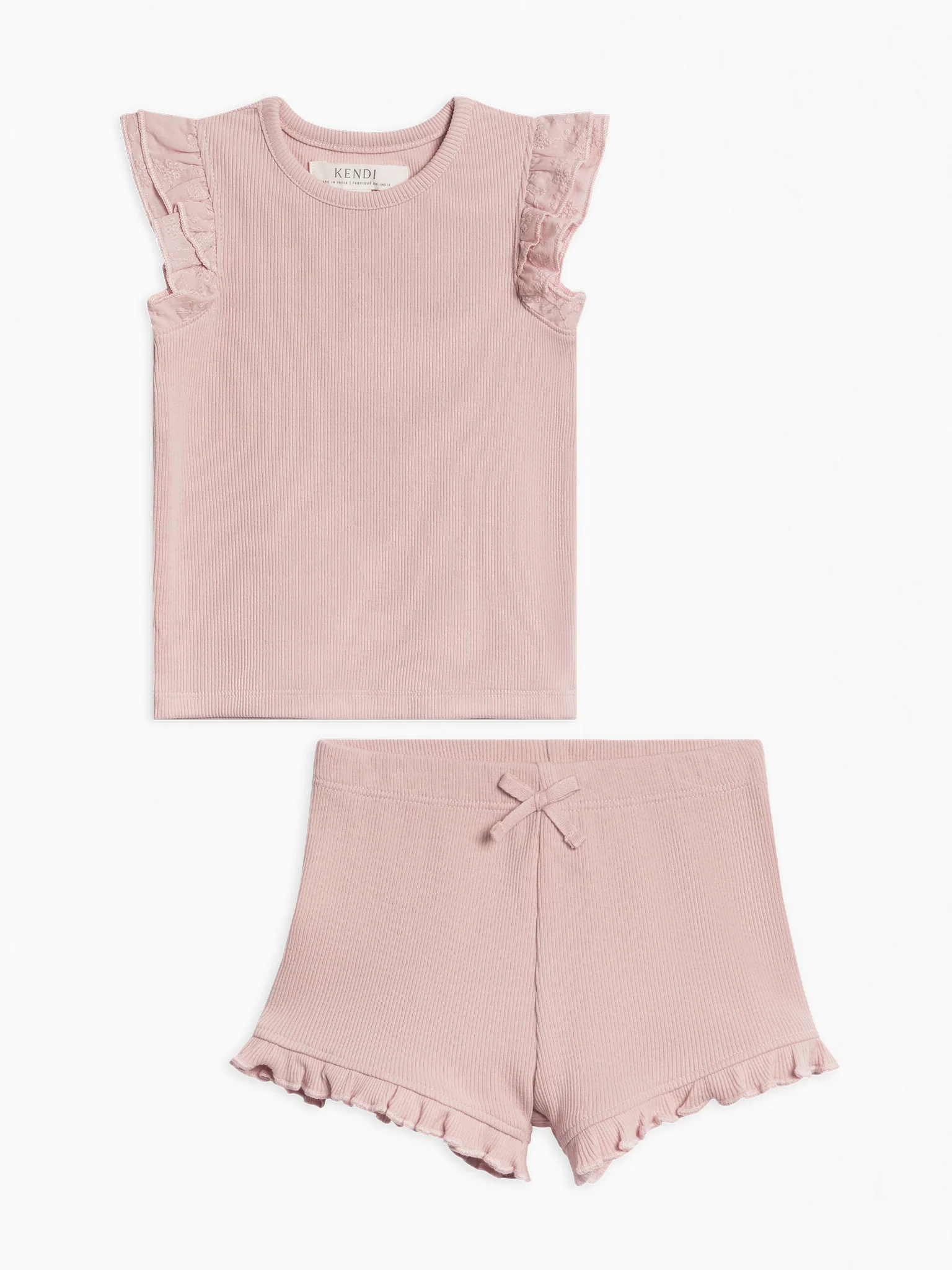 Organic 2 Piece Girls Ribbed Outfit Set
