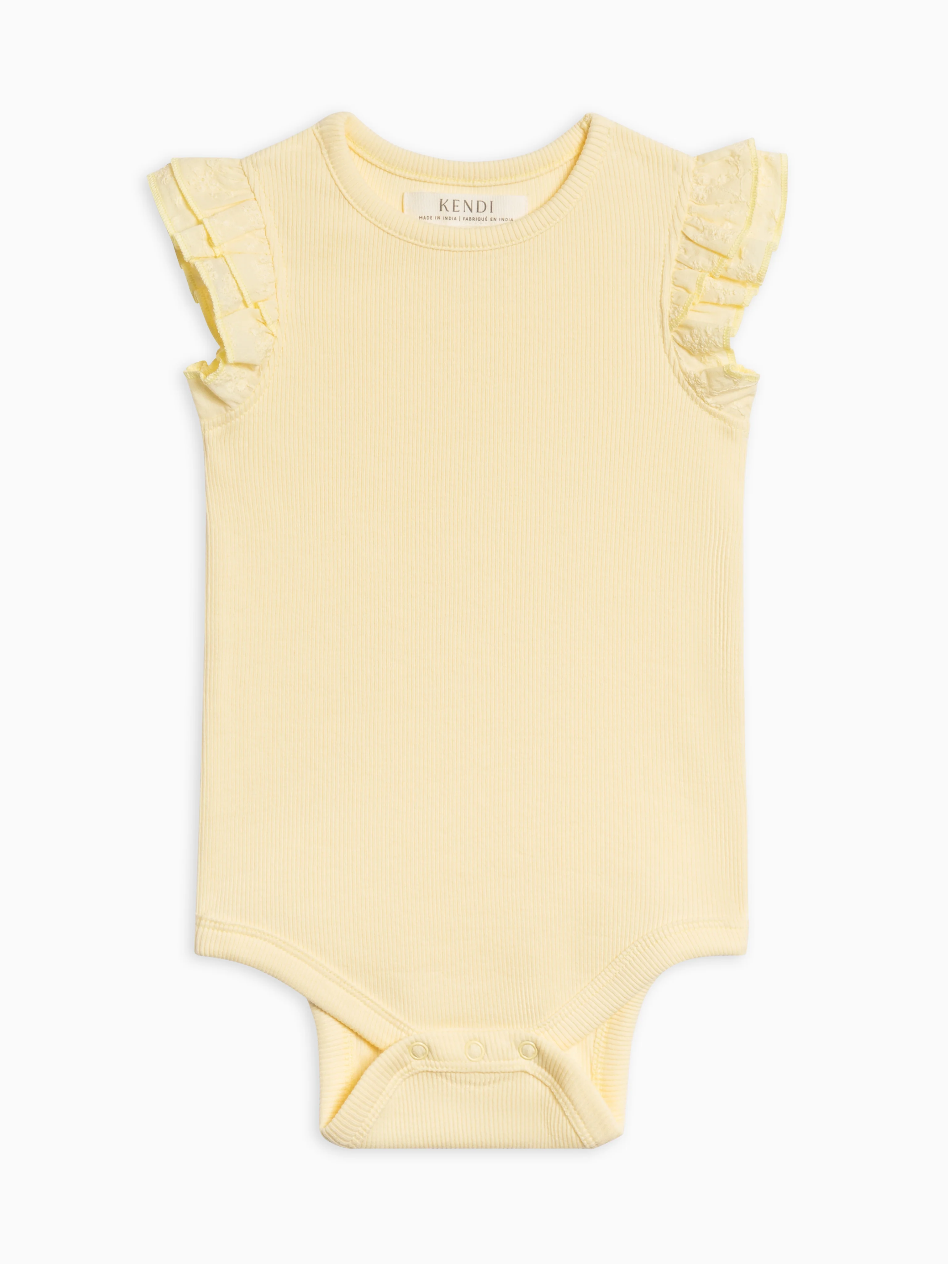 Maggie Ribbed Short Sleeve Bodysuit with Eyelet Ruffle