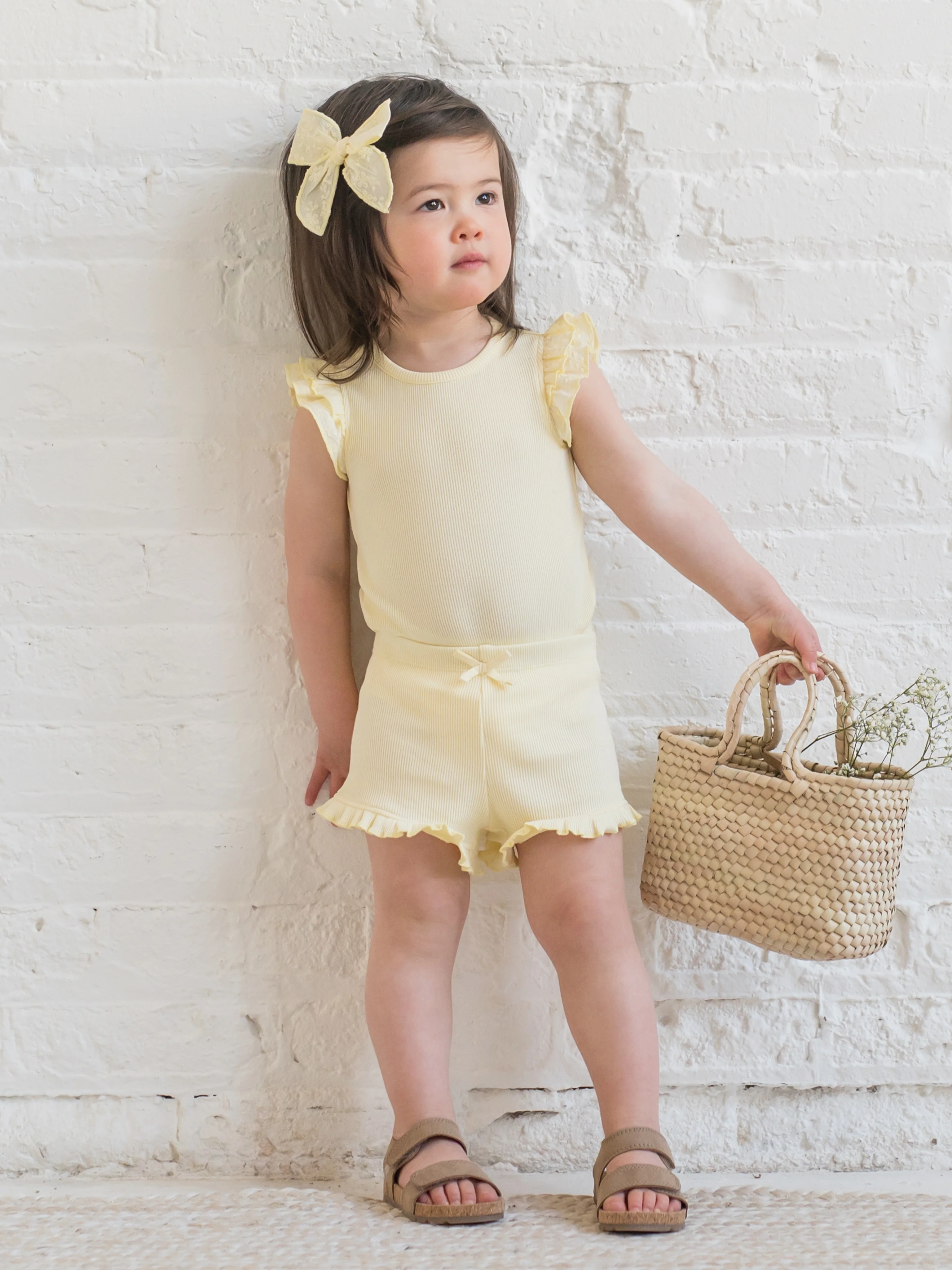 Lydia Ribbed Ruffle Shorts