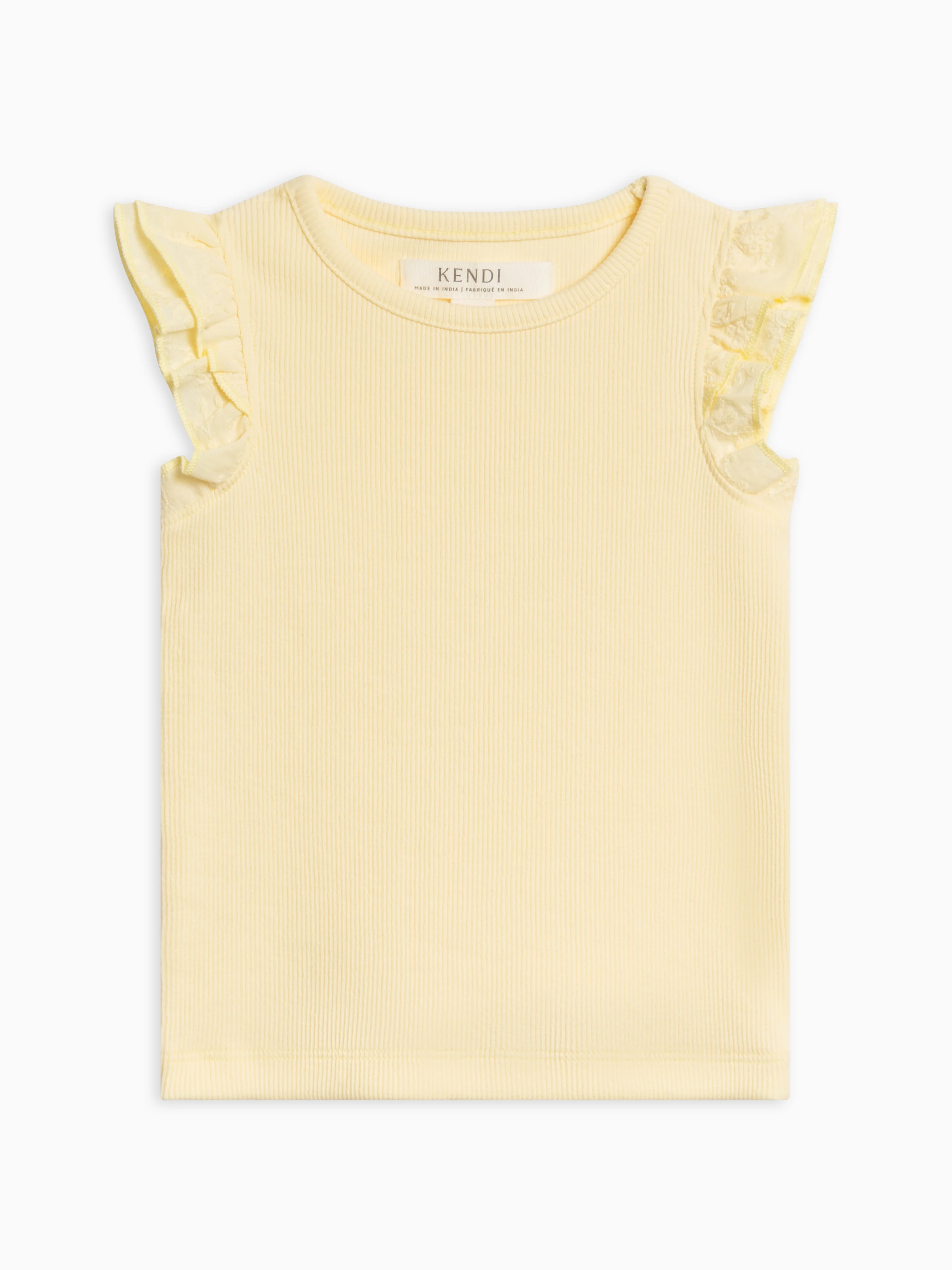 Daphne Ribbed Tank with Eyelet Ruffle