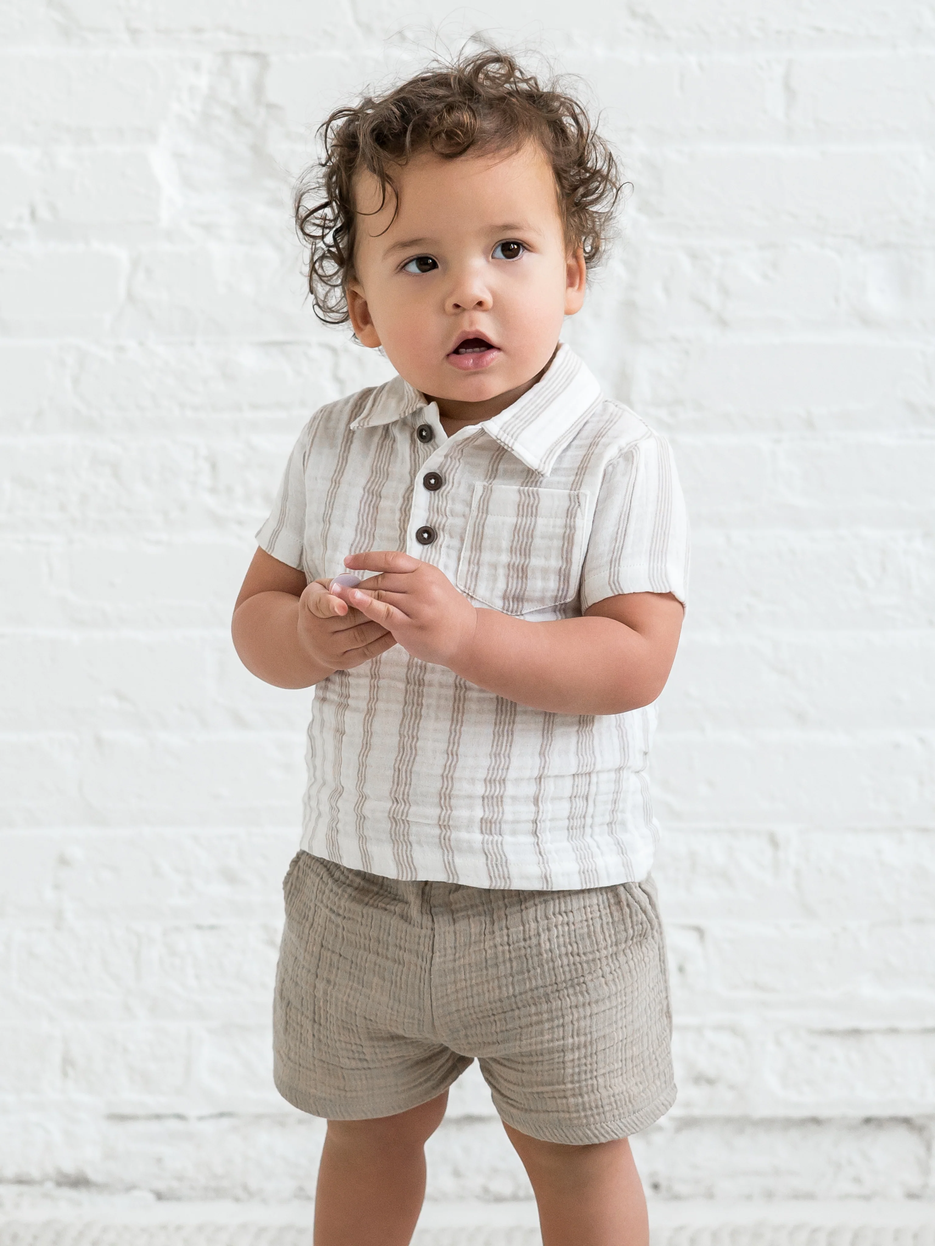 Ezra Muslin Short Sleeve Polo