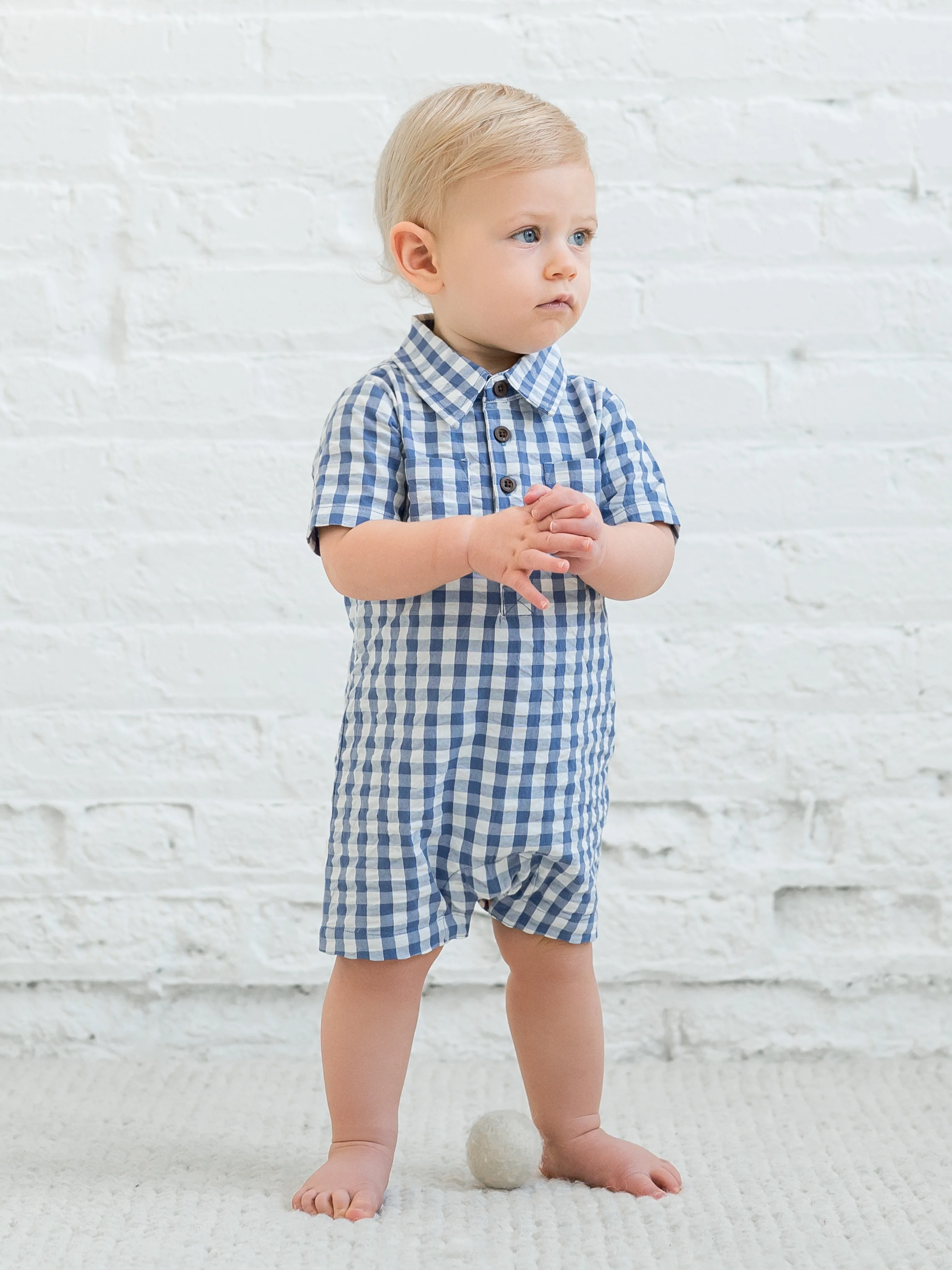 Mato Seersucker Collared Romper