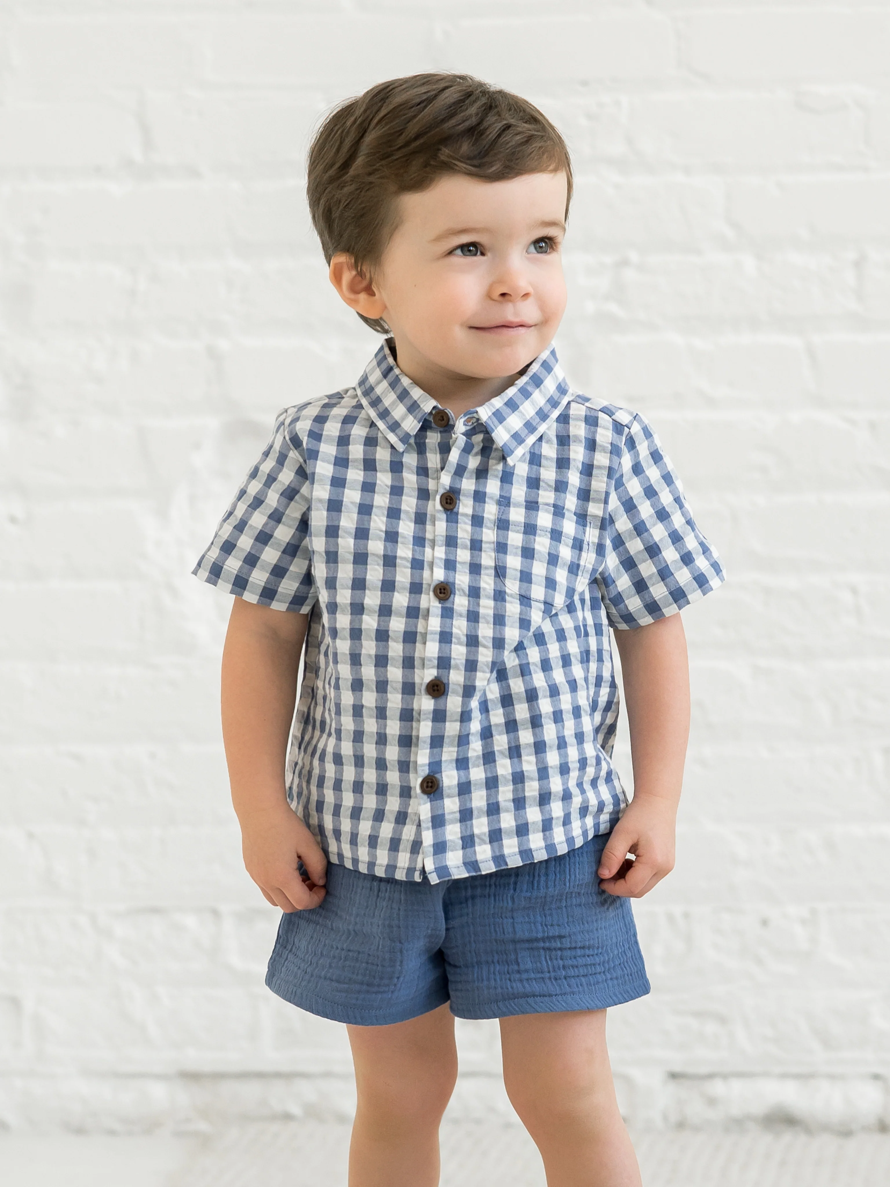 Landon Seersucker Collared Button Down Shirt