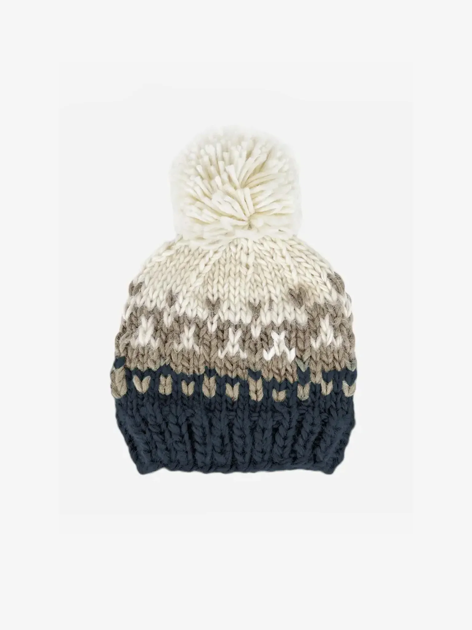 Navy Nell Stripe Pom Knit Hat