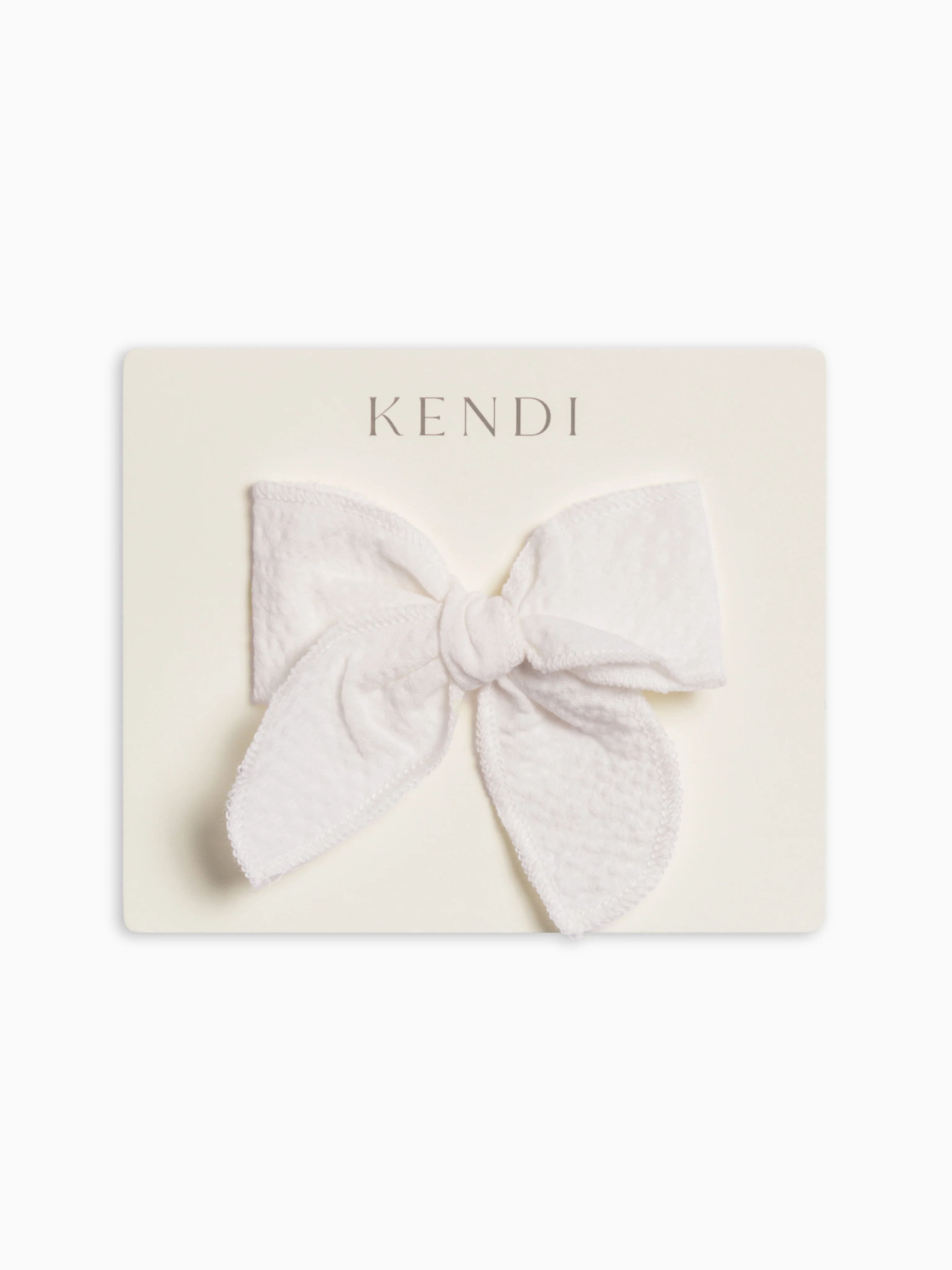 Seersucker Bow Clip - Coconut