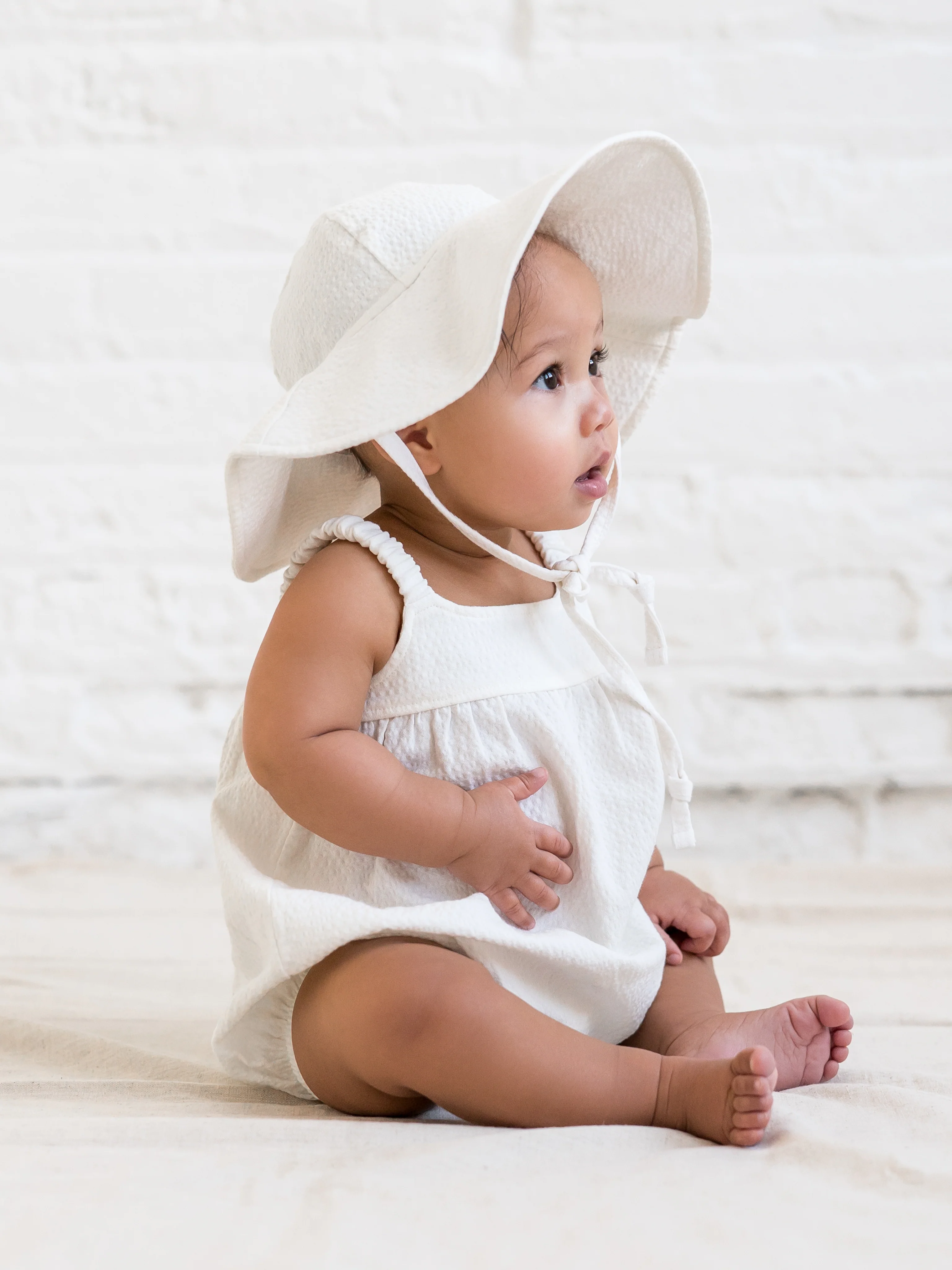 Seersucker Sun Hat - Coconut