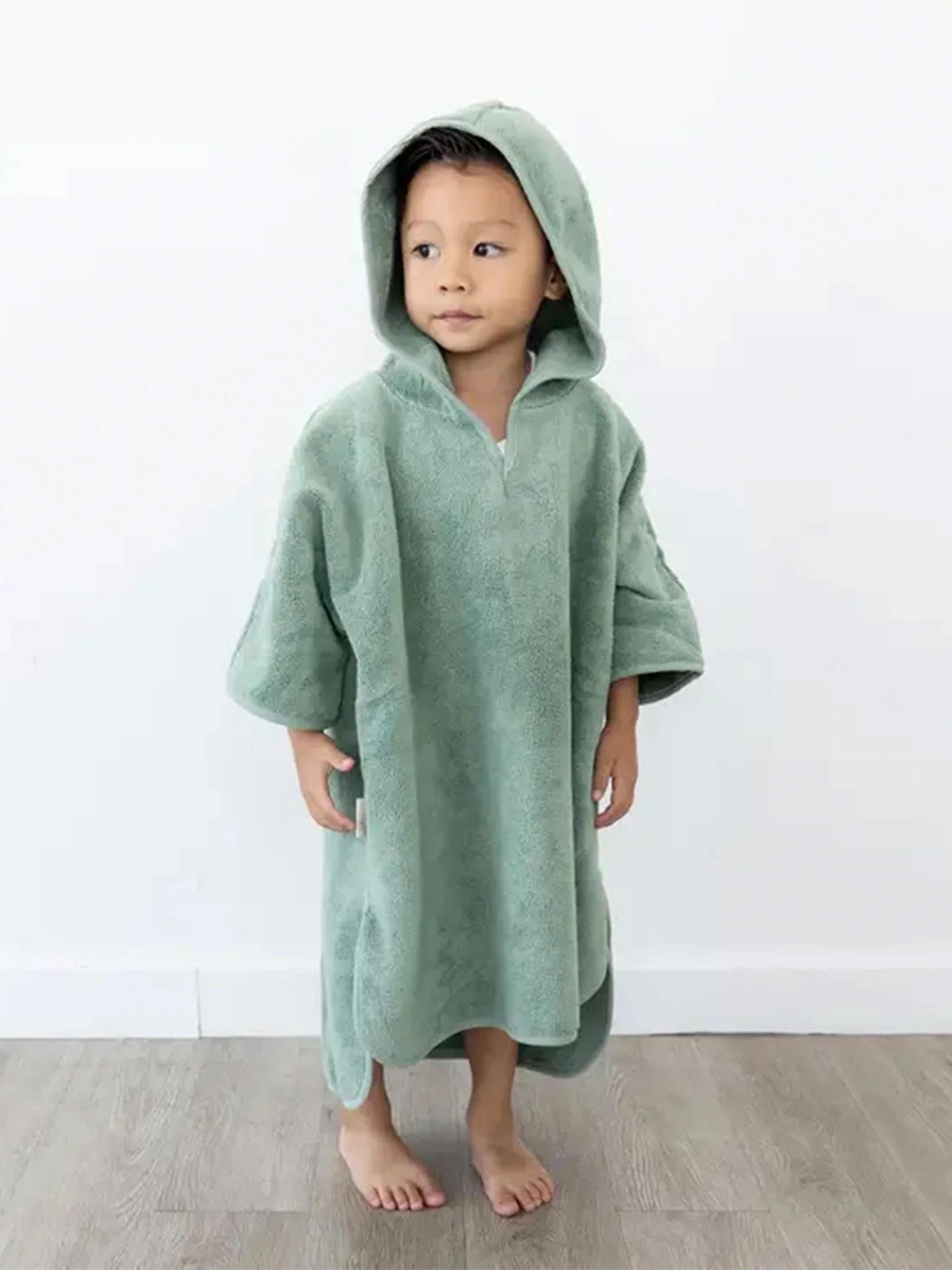Organic Cotton Hooded Poncho Cover-Up